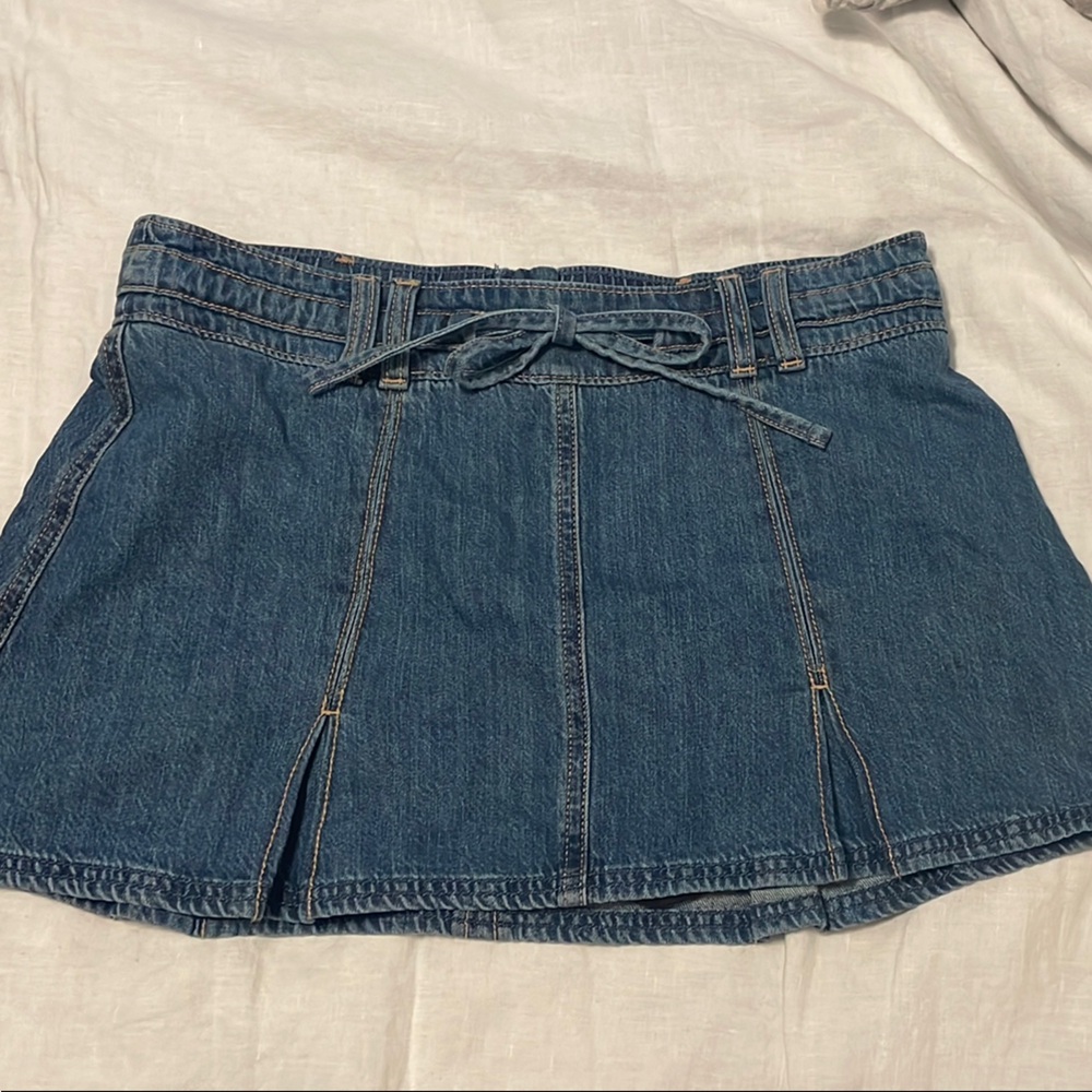 Denim Mini Skirt with Tie Waist Hollister